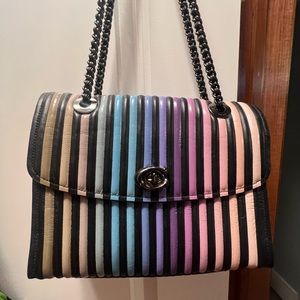 Coach rainbow striped bag